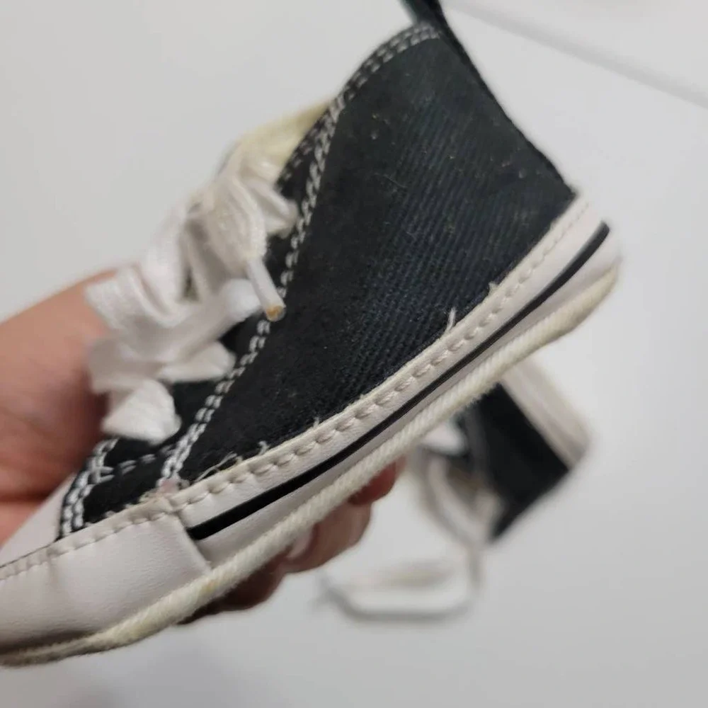 Converse‎ Unisex Baby Crib First Star Hi Sneaker Shoes Black 8J231 Lace Up 3 M